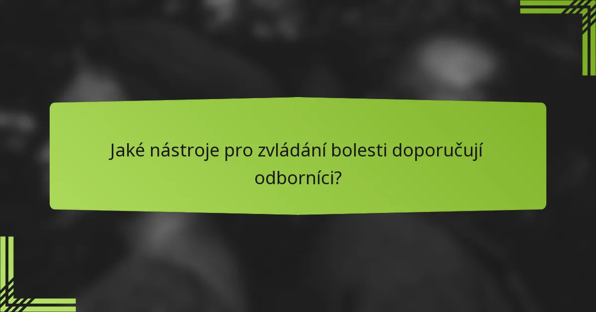 Jaké nástroje pro zvládání bolesti doporučují odborníci?