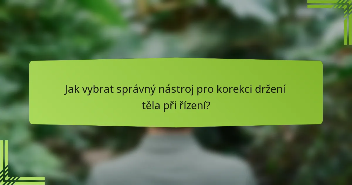 Jak vybrat správný nástroj pro korekci držení těla při řízení?