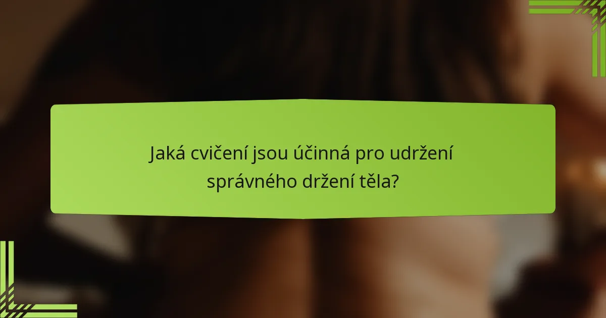 Jaká cvičení jsou účinná pro udržení správného držení těla?