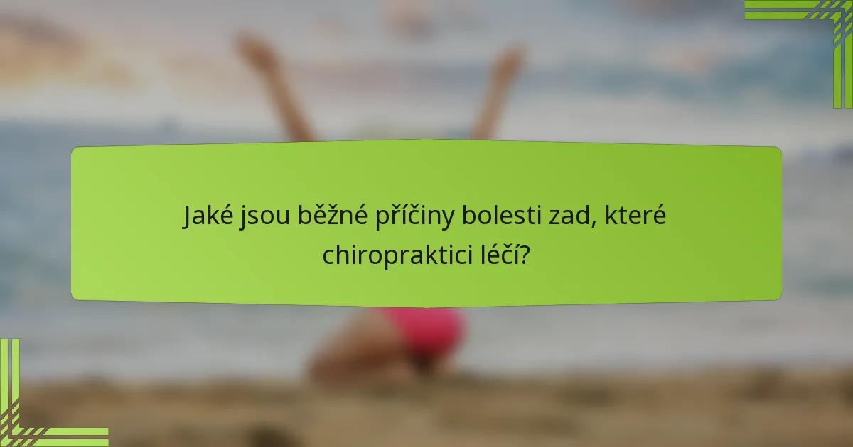 Jaké jsou běžné příčiny bolesti zad, které chiropraktici léčí?