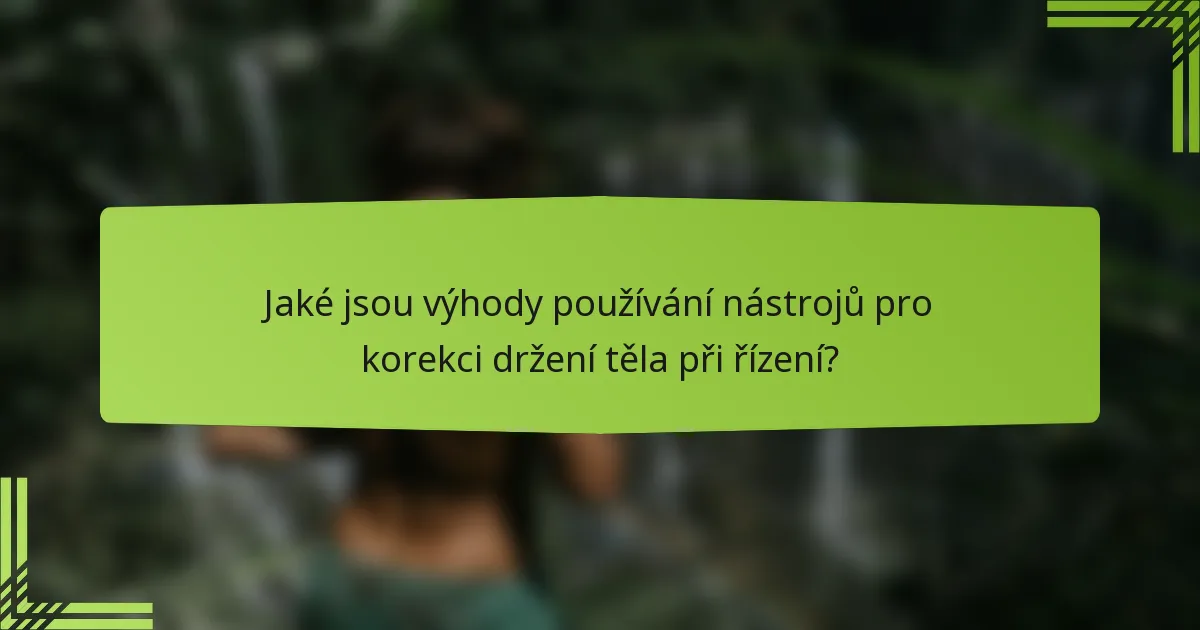 Jaké jsou výhody používání nástrojů pro korekci držení těla při řízení?