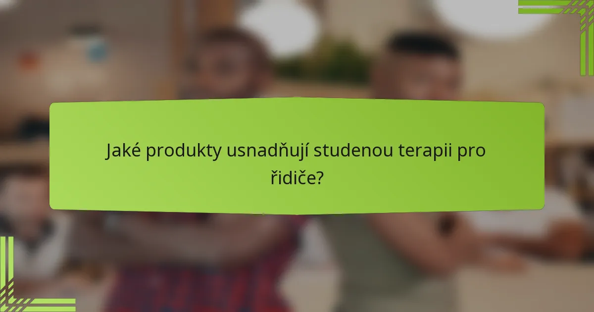 Jaké produkty usnadňují studenou terapii pro řidiče?
